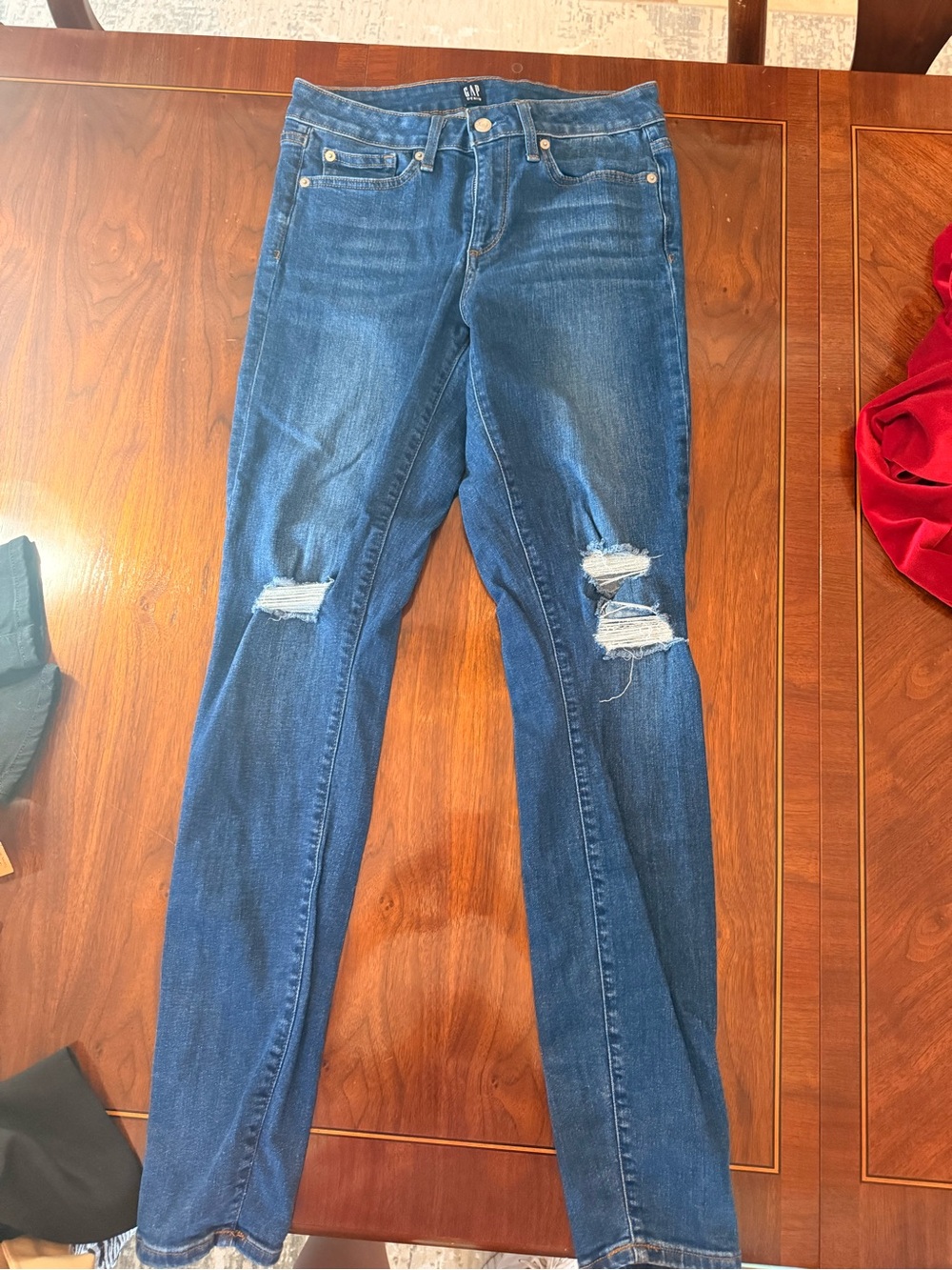 GAP Women's Blue Ripped Skinny Jeans